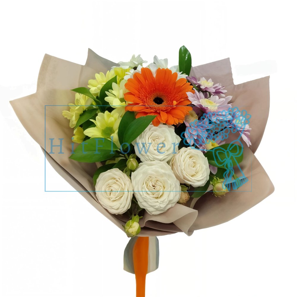 Букет цветов Утренняя улыбка Букет цветов из: Розы, Герберы и Хризантемы