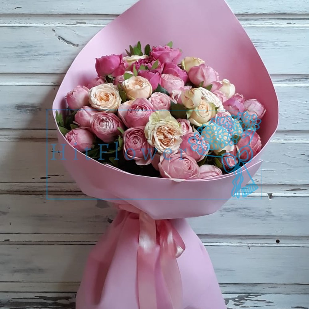 Букет цветов Ароматный розовый куст Букет цветов из: Розы и Альстромерии